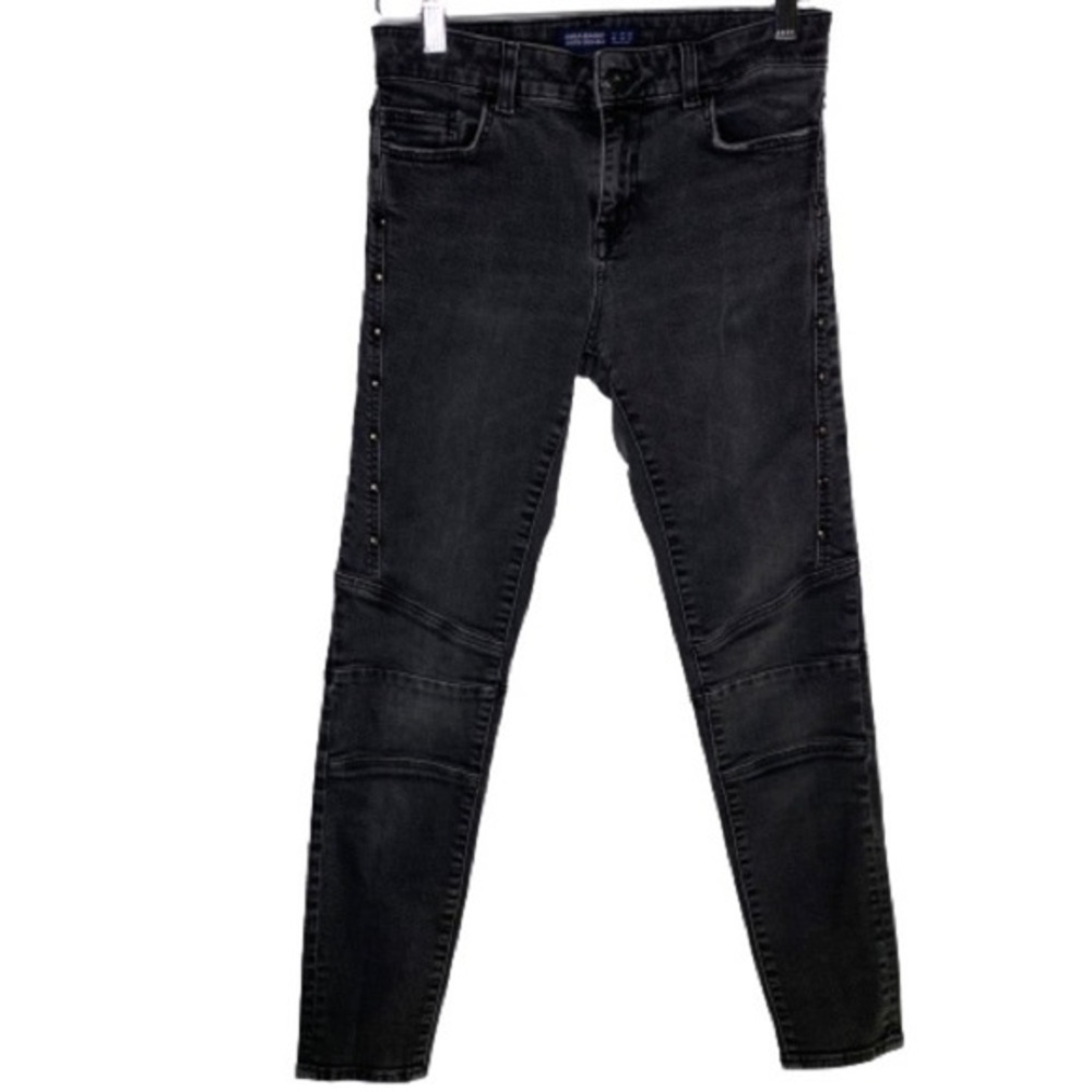 Zara Basic Denim Washed Black Side leg studs